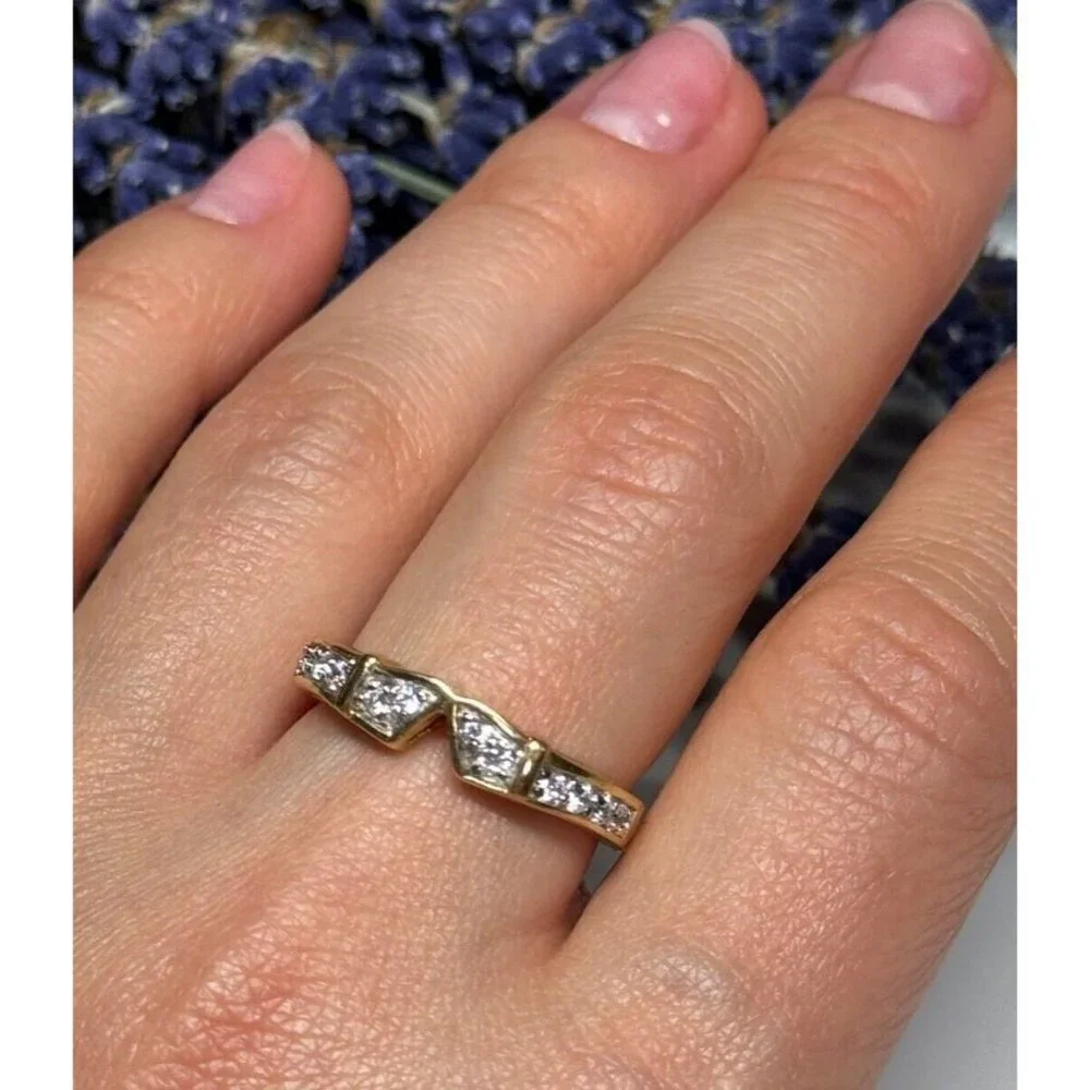 925 STERLING SILVER GOLD PLATED CZ RING SIZE 8.5